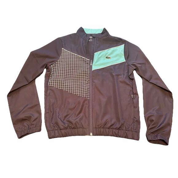 Lacoste Youth Track Suit Jacket Size 14 Full Zip Navy Blue Colorblock - Picture 1 of 10